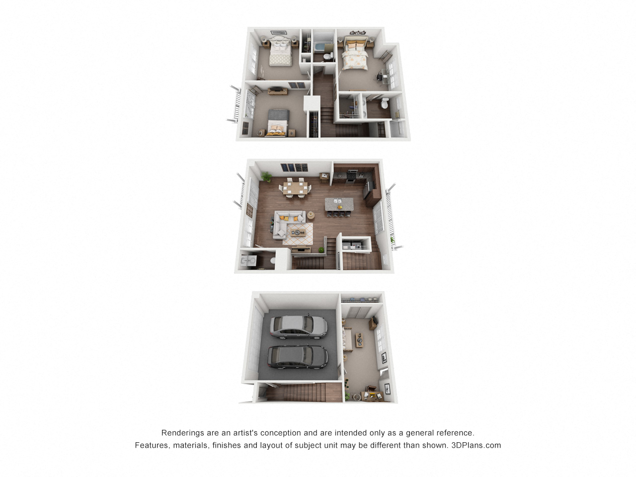 Floor plan for 3 beds, 2.5 baths, 1781 sqft